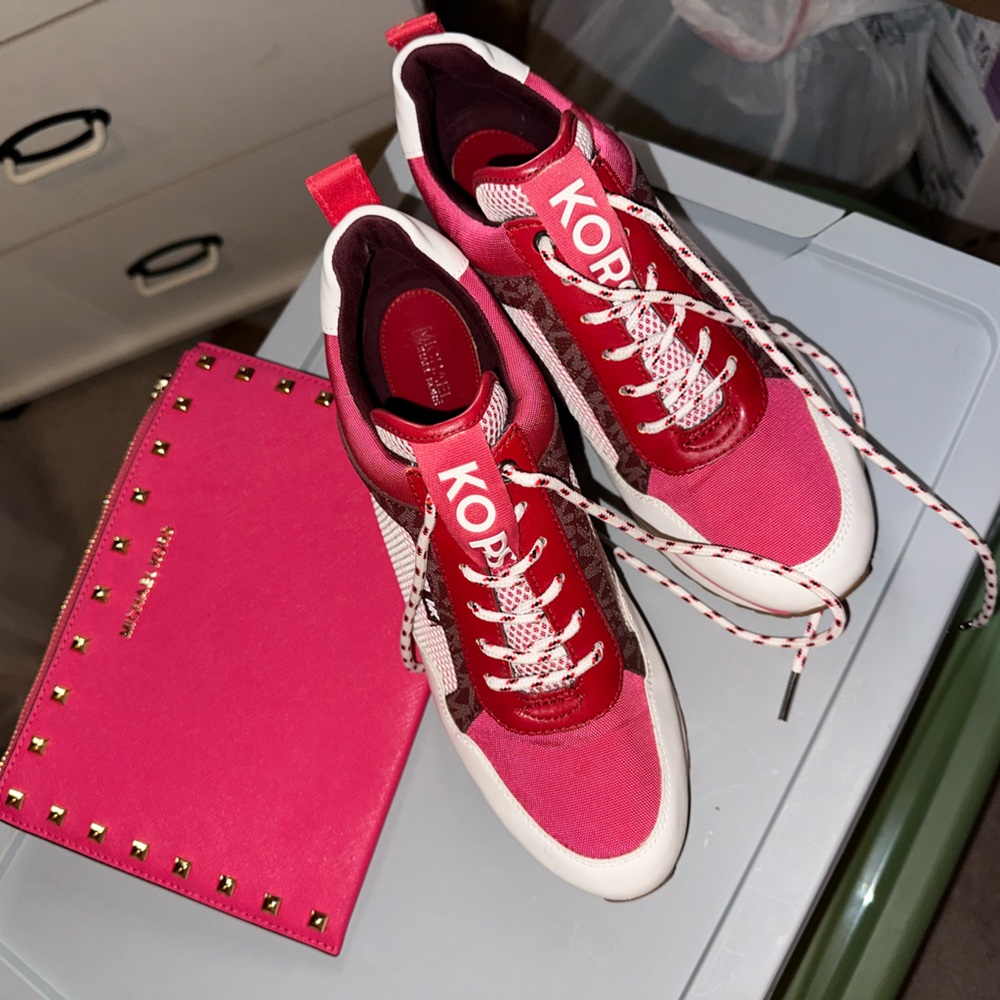 Michael Kors Maddy Trainer Sneakers and Matching Wristlet